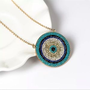 Eye Round Evil Eye Pendant Necklace Colorful Copper👍💕